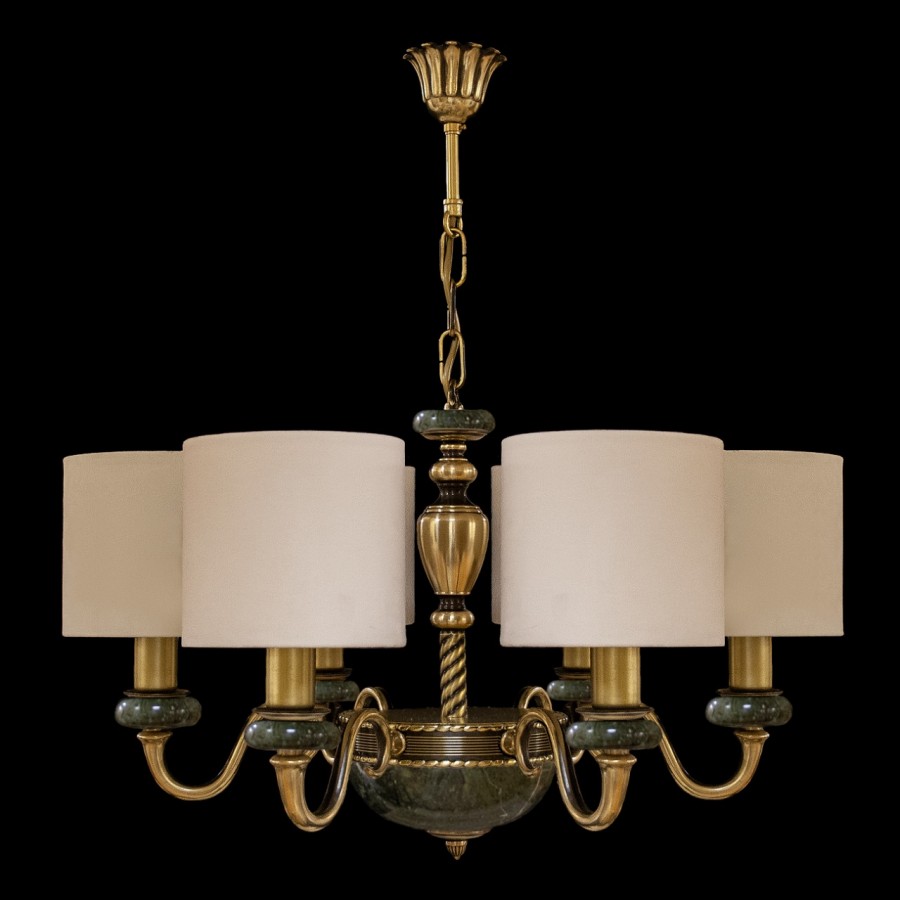 Люстра из камня НК-О-6 Мира Абажур Зеленая яшма | Мастерская А.А.В.